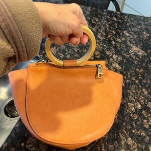 Antik Kraft Orange Mini Bag with Wooden Handle